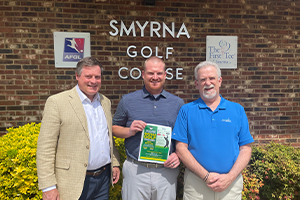 Left to right: J. Mark Hutchins, Assistant Vice President for Corporate and Foundation Services, Motlow State Community College; Scott Merritt, Assistant Golf Pro, Smyrna Golf Course; Hal Loflin, Director of Golf, Smyrna Golf Course