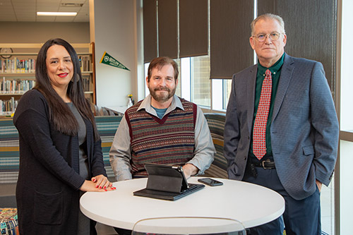 Four faculty members from Motlow State Community College were selected to be part of the inaugural HIP (High Impact Practices) Ambassador cohort. Left to right: Assistant Professor Andrea Green, Assistant Professor Charles Whiting, and Dean Walter McCord. Not pictured is the Curriculum Chair for Motlow’s Education program Debbie Simpson.